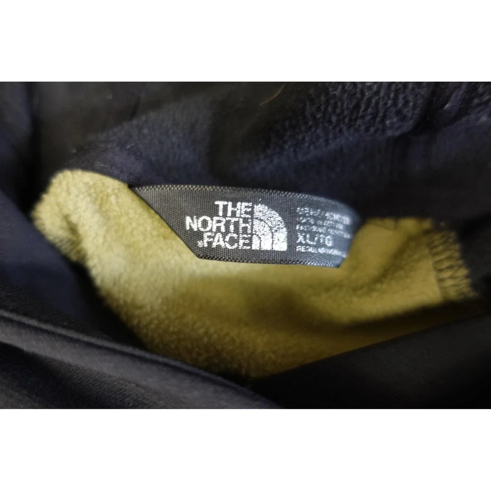 The North Face Hoodie Mens XL Green Black Fleece Pullover Softshell Zip Pockets